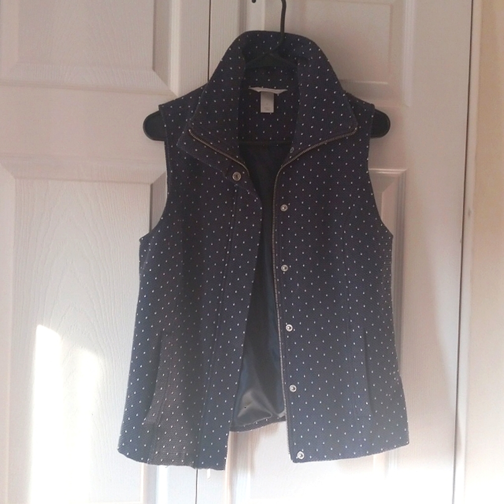 Christopher & Banks size Small navy and white polka dot vest